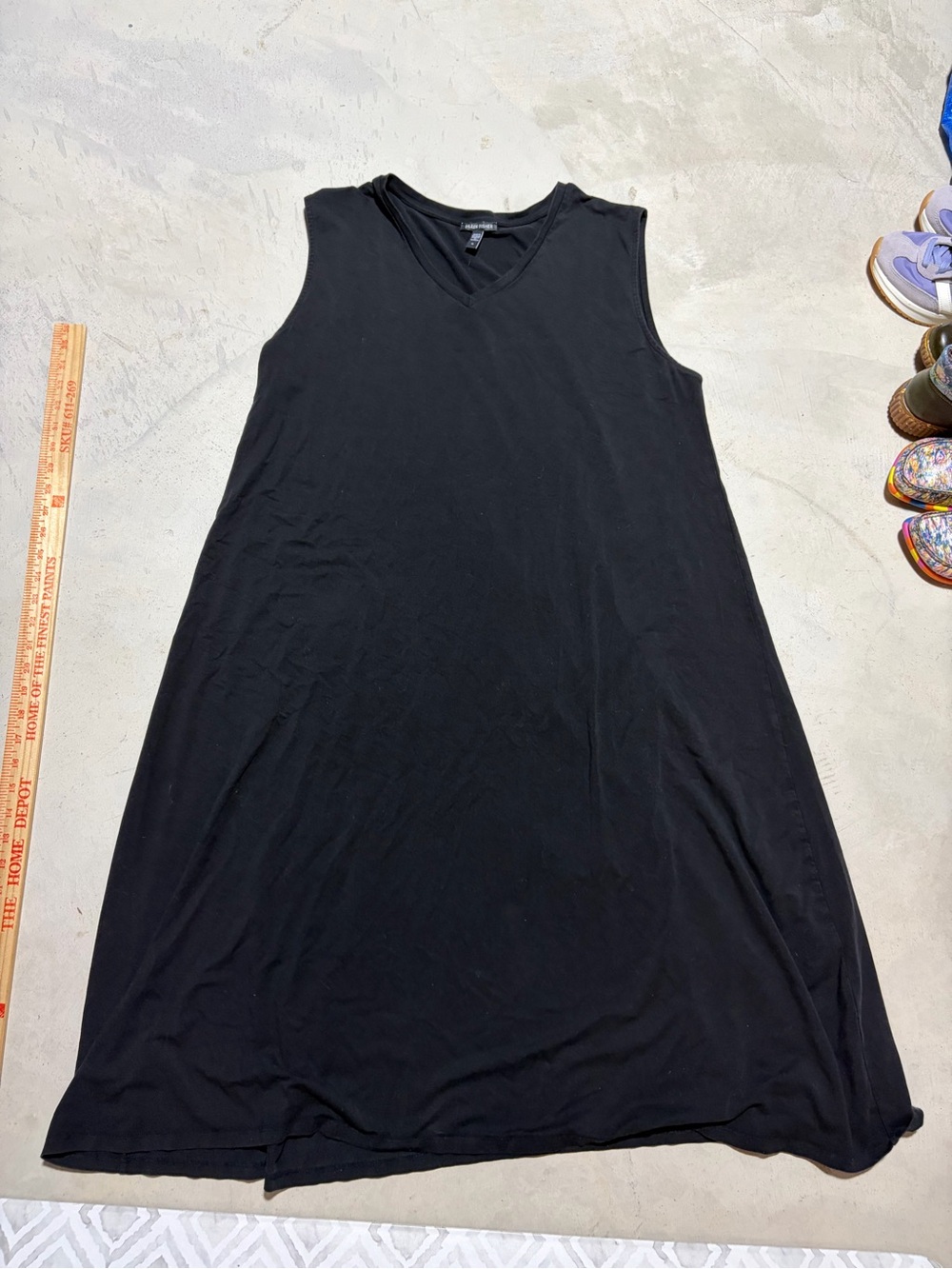 Eileen Fisher Black Sleeveless V-Neck tank top Dress 1X